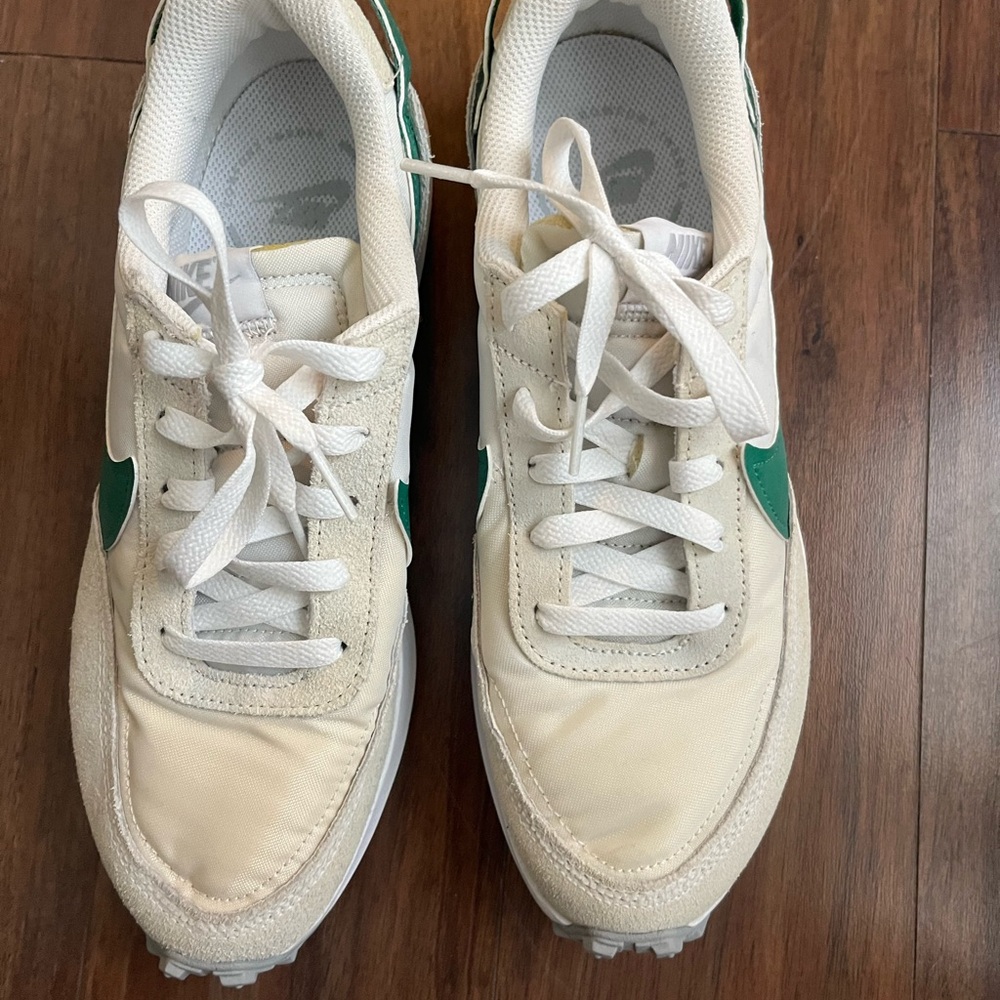 Nike Cream and Green Retro Sneakers
